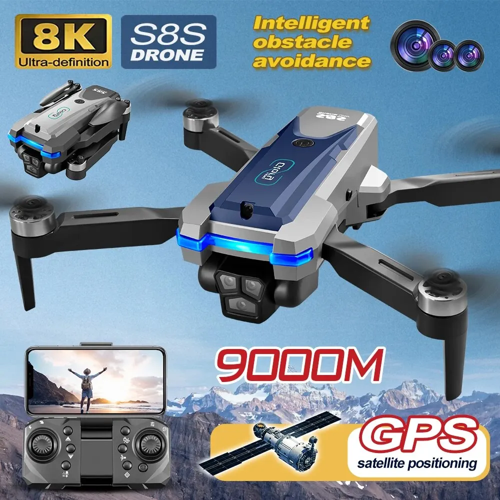 Drone Gimbal Brushless - Складной Квадрокоптер S8S, GPS, Wi-Fi, 8K